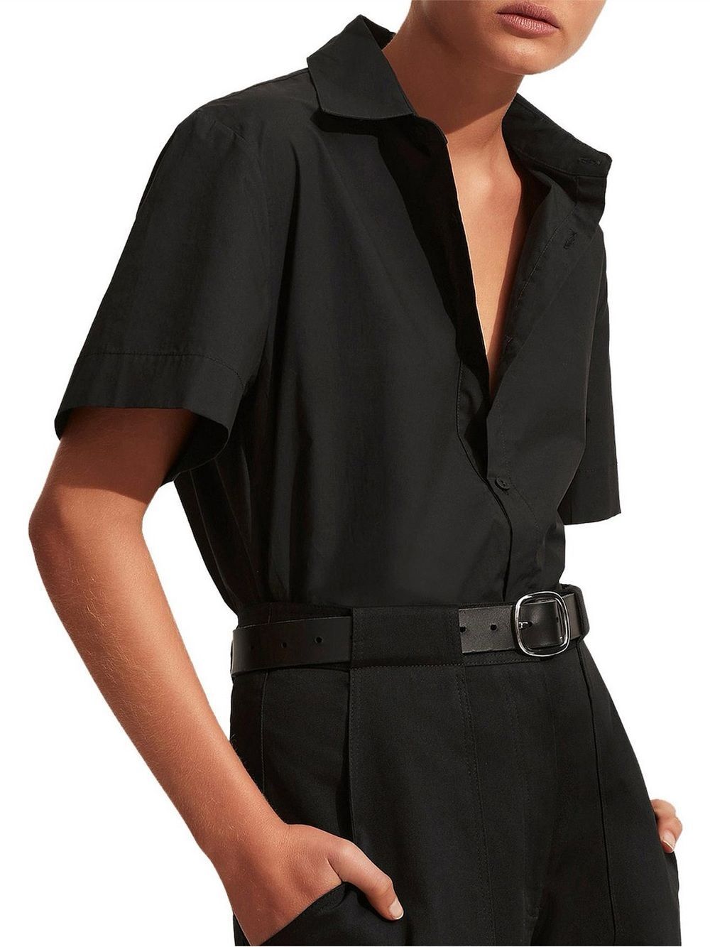 MATTEAU Relaxed Short Sleeve 100% Organic Cotton Shirt Black Size 3 / US 6